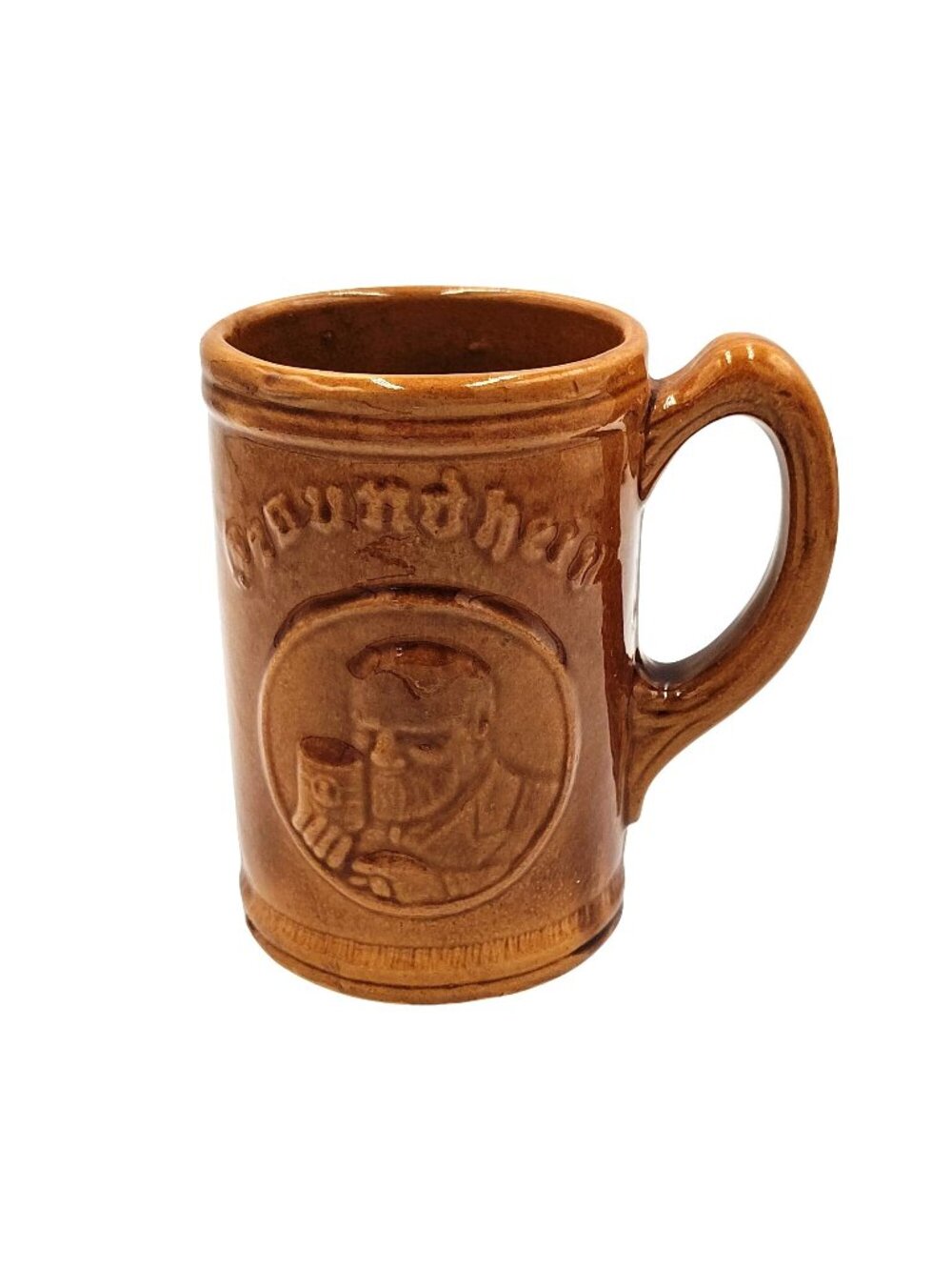 Gesundheit Brown Stoneware Beer Mug Vintage Embossed German Style Stein Cup